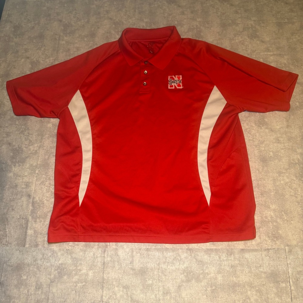 ProSphere Nebraska Huskers Mens XL Red White Performance Polo Shirt P2 Logo